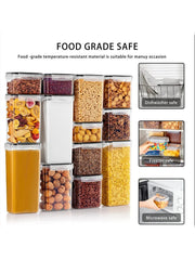 24pcs New Kitchen Sealed Storage Box Set Dry Food Storage For Sugar, Flour, Baking PP Material Comes with Convenience Stickers