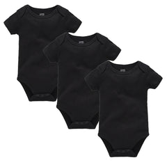 1/3Pcs Baby Boys Clothes 100%Cotton Solid Black Short Sleeve Blank Baby Bodysuits body bebe Newborn Jumpsuit Plain 0-24 Months