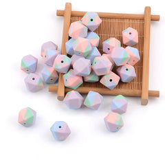 LOFCA 50pcs 14mm Mini Hexagon silicone beads Baby Teether BPA Free DIY Necklace Pacifier Chain Baby Teething Care Infant