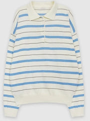 Korean Sle Ne Color Blo Striped Knitwear Women's Loose Fit Soft Versatile Top American Retro Spring New Arrival