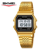 SKMEI 2465 Digital Watch for Men Stainless Steel Waterproof Luxury Electronic Mens Wristwatches LED Display Sport Reloj Hombre