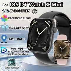 New For IOS DT Watch X Mini Smart Watch Men Women NFC 1.85-inch TWS Earphones Electronic Album Recorder Video Player Smart Watch