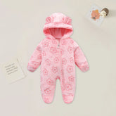 AYNIGIELL 0-12M Cartoon Newborn Bodysuit Warm RompersSoft Newborn Baby Clothes Flannel Autumn Winter Baby Boys Girls Jumpsuit