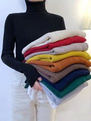 JMPRS Turtleneck Sweater Women Fashion Simple Winter Pullover Jumper High Elastic Knitted Fall Female Basic Tops Casual Blouse