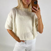 Women's Casual Sweaters Tee Short Sleeve O Neck Knit Crop Tops Y2k Girls Pullover Shirts Knitwear Autumn Vintage Streetwear