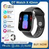 New For IOS DT Watch X Mini Smart Watch Men Women NFC 1.85-inch TWS Earphones Electronic Album Recorder Video Player Smart Watch