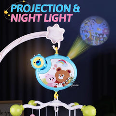 Remote Control Musical Baby Crib Mobile with Lights Music Projection for Infants Crib Toys for Newborn Baby Mobile for Crib