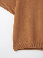 2025 Spring New Product Women's Short Sleeve Simple And Versatile Fashion Commuter Flat Needle Knitted Hoodie Top