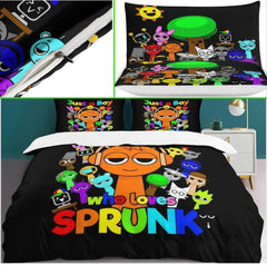 Sprunki Bedding Set 3D Printed Anime Game Skin-Friendly Suitable for Bedroom Duvet Cover Set With Pillowcases Kids Home Textile