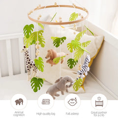 Baby Crib Mobile Wooden Wind Chime Bed Bell,Animal Crib Mobile With Music for Girls and Boys,Comfort Crib Hanging Bracket Toy