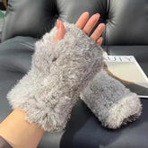 Hot Sale Winter Real Fur Golve Women Outdoor Warm 100% Natural Rabbit Fur Gloves Knit Thick Natural Soft Real Rabbit Fur Mittens
