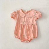 New Summer Newborn Baby Girl Romper 0-24M Baby Girl Clothing Cotton Pink Embroidered Flowers Cotton Toddler Baby Girls Jumpsuit
