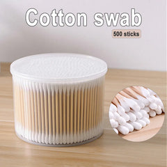 500 PCS Cotton Swabs With Case Natural Organic Paper Cotton Dual Round Head Cotton Swabs Strong Bamboo Sticks Cosmetic Tools