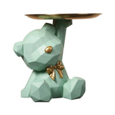 Geometric Bear Key Holder Figurine Entrance Crafts Resin Desk Decoration Candy Sundries Household Supplies for Home Living Room