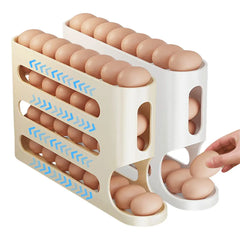 4 Layers Automatic Rolling Egg Holder Rack Fridge Egg Storage Box Container Kitchen Refrigerator Egg Dispenser Kitchen Organizer