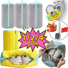 1/2/4PCS Shoe Washing Machine Bag with Liquid Shoe Brush Set Durable Laundry Shoe Bag and Soft Bristle Clean Brush for All Shoes
