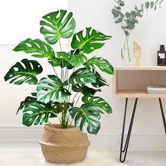40-130cm(51.18in) Artificial Monstera Plant Fake Palm Tree Plastic Turtle Leaf Green Plant for Home Garden Room Office Decor