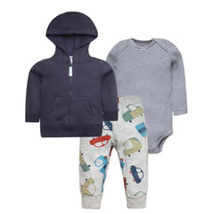 2025 New Spring Autumn Baby Set 3Pcs Baby Boy Outfit +Bodysuit + Pants Newborn Clothing Sets Infant Costume Cotton 0-24M