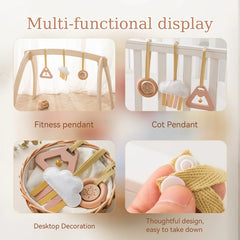 Newborn Gym Pendant Toys Wooden Mobile Crib Hanging Rattle Teether Baby Sensory Toys For Stroller Gym Activity Product Gifts