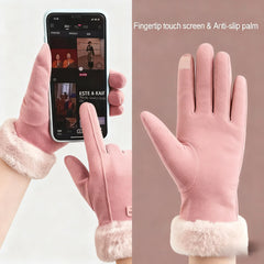 Women's Touchscreen Winter Gloves - Fashionable Finger Gloves, Thin Cashmere Solid Color (Suitable for Autumn and Winter Warmth