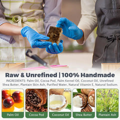 Raw African Black Soap for Oily Skin, Dark Spots Pure & Natural Ingredients - Organic Face and Body Wash Soap