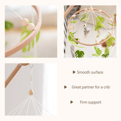 Baby Crib Mobile Wooden Wind Chime Bed Bell,Animal Crib Mobile With Music for Girls and Boys,Comfort Crib Hanging Bracket Toy
