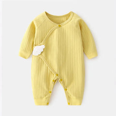 0-6M Baby Girls Boy Rompers Cotton Solid Soft Infant Jumpsuit With Wing Clothes Spring Autumn Newborn Baby Girl Boy Cute Romper