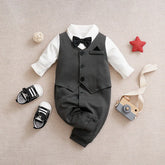 Gentleman Baby Boys bow tie Cotton Clothing Spring and Autumn Children One-Piece long sleeves Jacket 0-2 years old Rompers