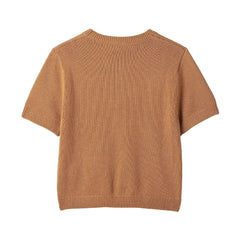 2025 Spring New Product Women's Short Sleeve Simple And Versatile Fashion Commuter Flat Needle Knitted Hoodie Top