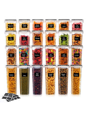 24pcs New Kitchen Sealed Storage Box Set Dry Food Storage For Sugar, Flour, Baking PP Material Comes with Convenience Stickers