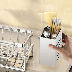Stainless Steel Kitchen Sponge Holder - Sink Organizer for Sponges, Brushes, Soap Dispenser & Cleaning Tools