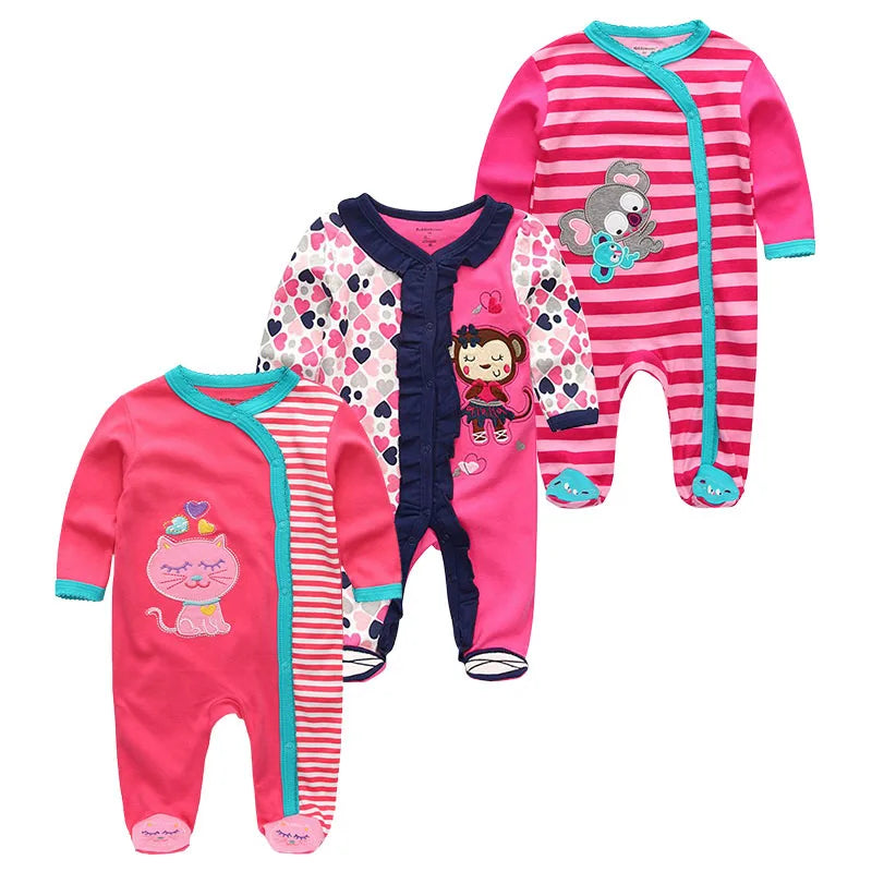 0-12Months Baby Rompers Newborn Girls&Boys 100%Cotton Clothes of Long Sheeve 1/2/3Piece Infant Clothing Pajamas Overalls Cheap