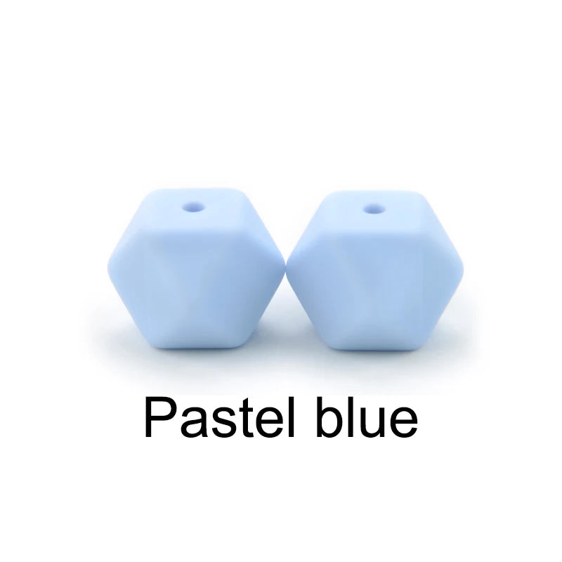 LOFCA 50pcs 14mm Mini Hexagon silicone beads Baby Teether BPA Free DIY Necklace Pacifier Chain Baby Teething Care Infant