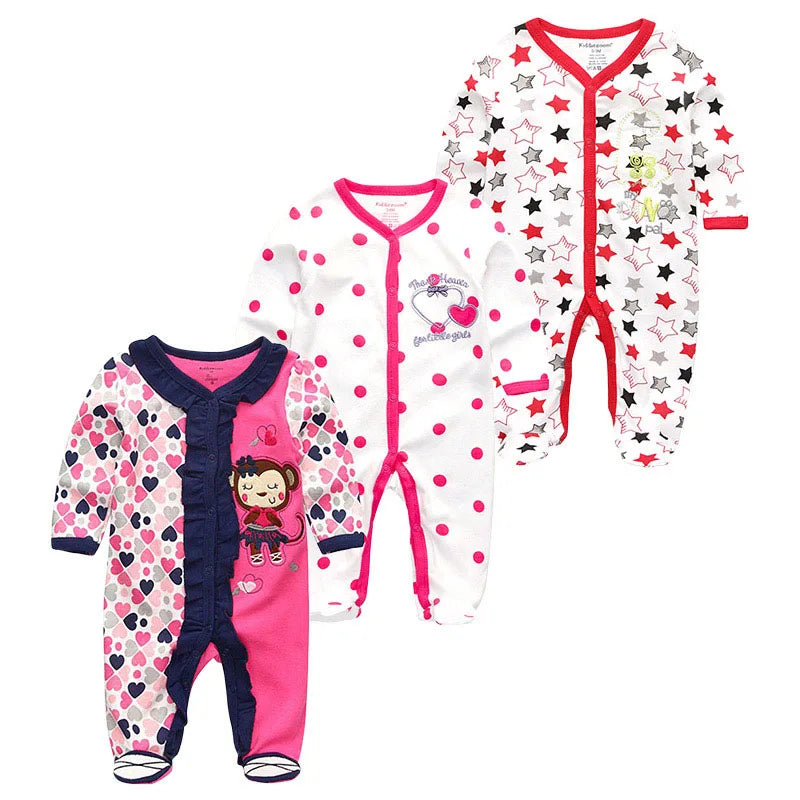 0-12Months Baby Rompers Newborn Girls&Boys 100%Cotton Clothes of Long Sheeve 1/2/3Piece Infant Clothing Pajamas Overalls Cheap