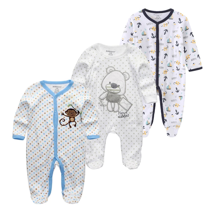 0-12Months Baby Rompers Newborn Girls&Boys 100%Cotton Clothes of Long Sheeve 1/2/3Piece Infant Clothing Pajamas Overalls Cheap