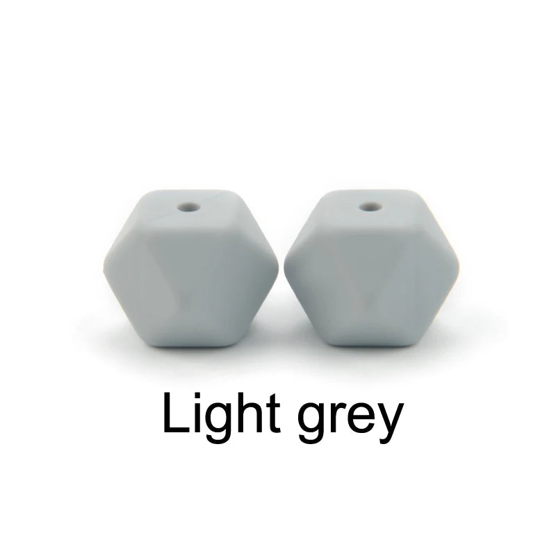 LOFCA 50pcs 14mm Mini Hexagon silicone beads Baby Teether BPA Free DIY Necklace Pacifier Chain Baby Teething Care Infant