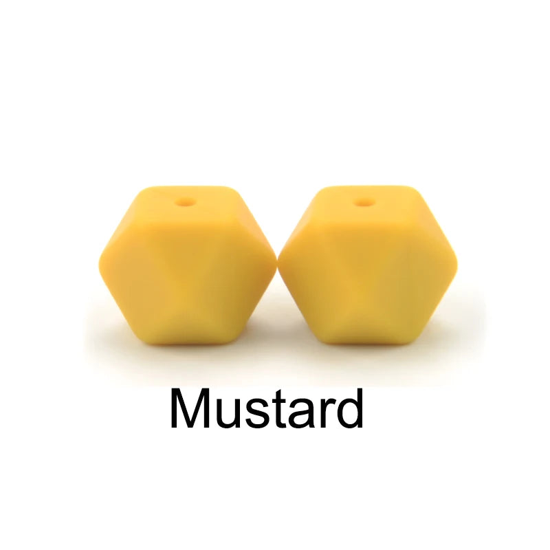 LOFCA 50pcs 14mm Mini Hexagon silicone beads Baby Teether BPA Free DIY Necklace Pacifier Chain Baby Teething Care Infant