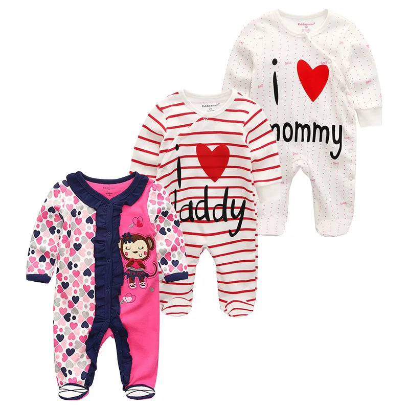 0-12Months Baby Rompers Newborn Girls&Boys 100%Cotton Clothes of Long Sheeve 1/2/3Piece Infant Clothing Pajamas Overalls Cheap