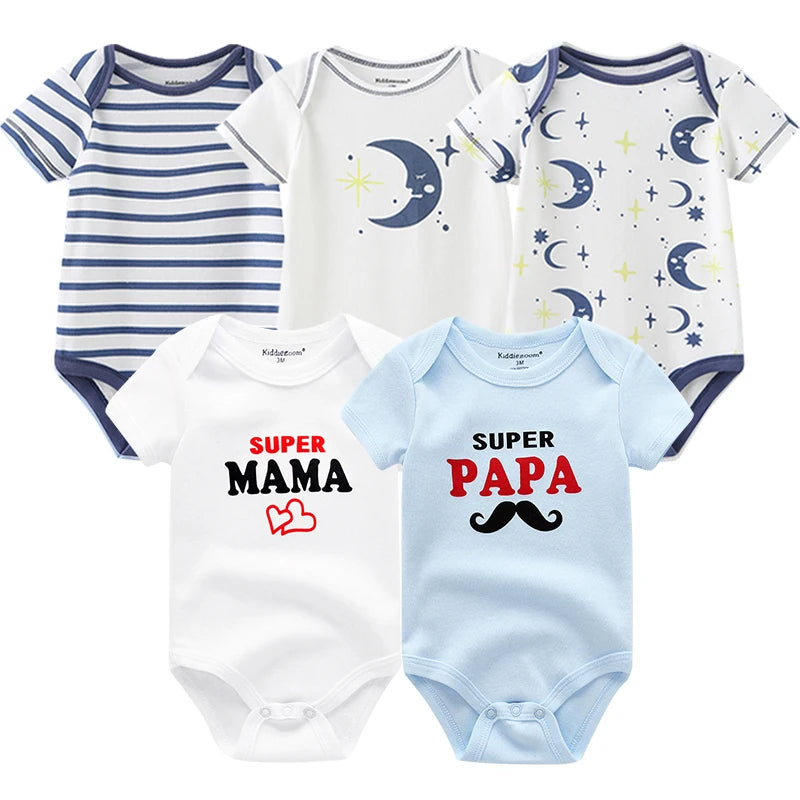 5Pcs/Set Baby Boys Jumpsuit Cartoon Newborn Girl Rompers Cotton Soft Infant Bodysuit Spring Summer Casual ropa bebe Costume Cute