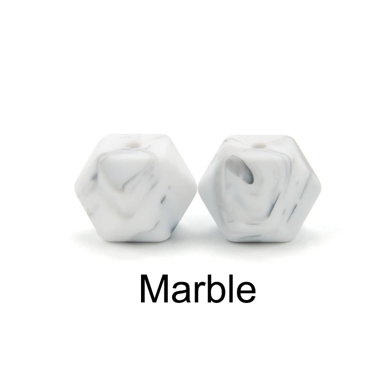 LOFCA 50pcs 14mm Mini Hexagon silicone beads Baby Teether BPA Free DIY Necklace Pacifier Chain Baby Teething Care Infant