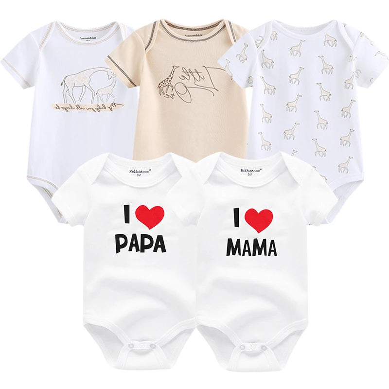 5Pcs/Set Baby Boys Jumpsuit Cartoon Newborn Girl Rompers Cotton Soft Infant Bodysuit Spring Summer Casual ropa bebe Costume Cute