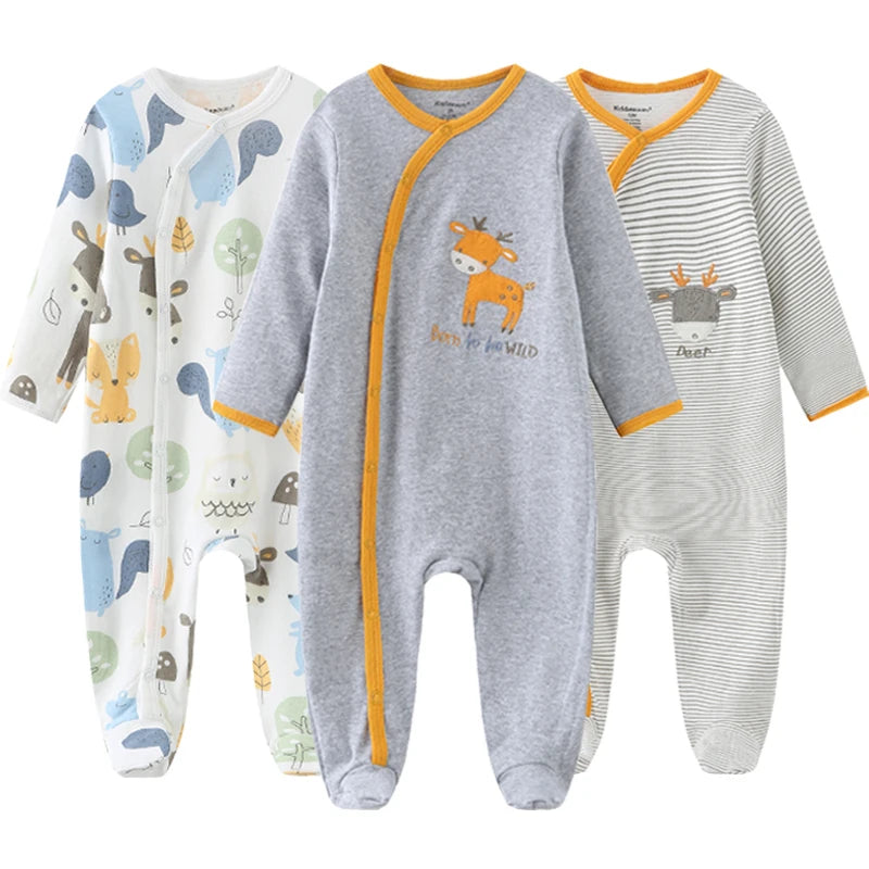 0-12Months Baby Rompers Newborn Girls&Boys 100%Cotton Clothes of Long Sheeve 1/2/3Piece Infant Clothing Pajamas Overalls Cheap