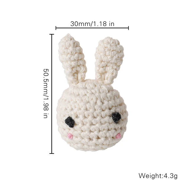 1Pc Baby Rattle Toys Wooden Teether Crochet Pattern Rattle Rabbit Lion Fox BearToy Newborn Gift Baby Teether Crochet Custom Name