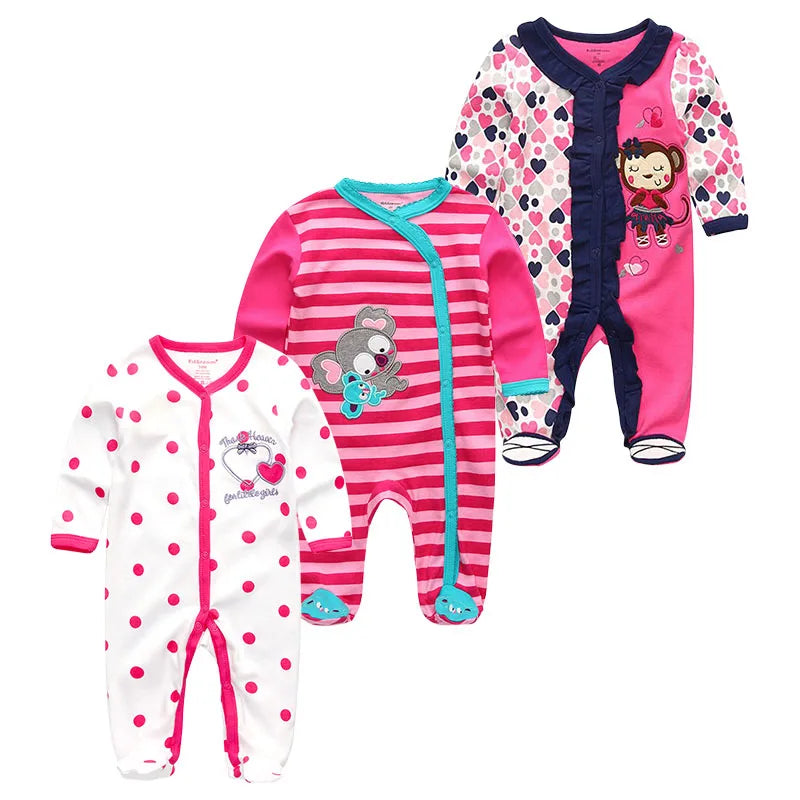 0-12Months Baby Rompers Newborn Girls&Boys 100%Cotton Clothes of Long Sheeve 1/2/3Piece Infant Clothing Pajamas Overalls Cheap