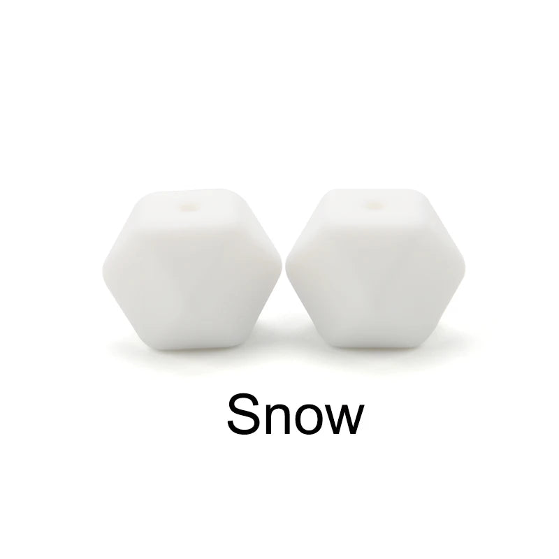 LOFCA 50pcs 14mm Mini Hexagon silicone beads Baby Teether BPA Free DIY Necklace Pacifier Chain Baby Teething Care Infant