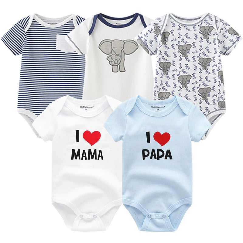 5Pcs/Set Baby Boys Jumpsuit Cartoon Newborn Girl Rompers Cotton Soft Infant Bodysuit Spring Summer Casual ropa bebe Costume Cute