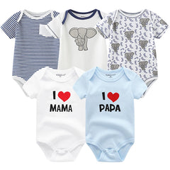 5Pcs/Set Baby Boys Jumpsuit Cartoon Newborn Girl Rompers Cotton Soft Infant Bodysuit Spring Summer Casual ropa bebe Costume Cute
