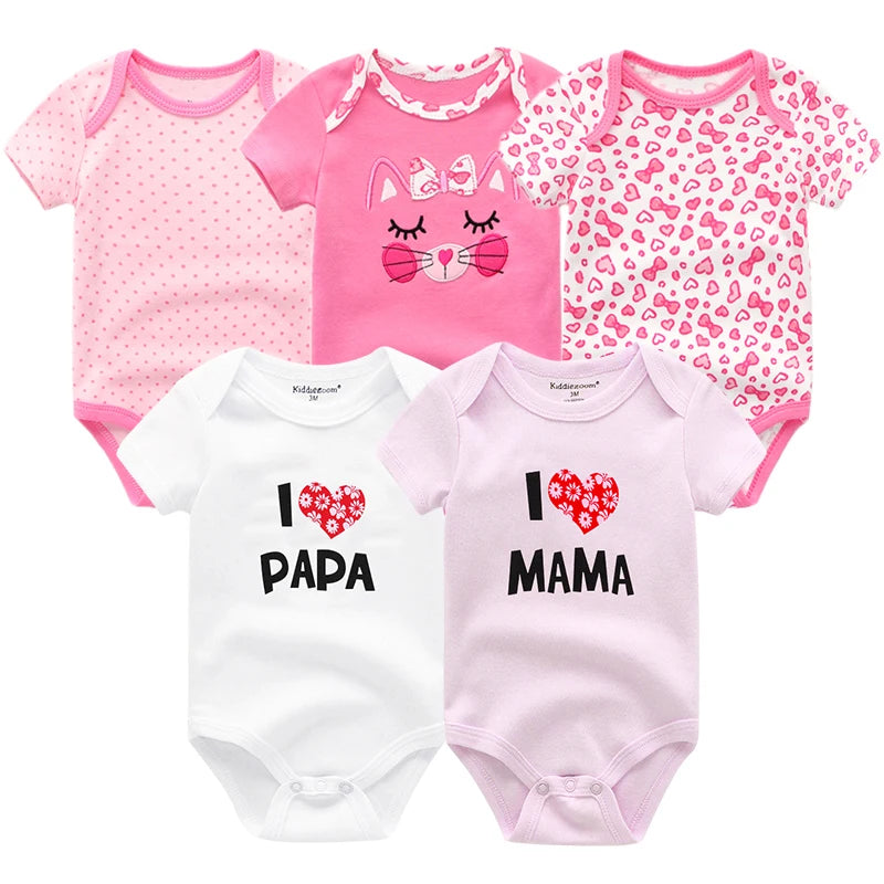5Pcs/Set Baby Boys Jumpsuit Cartoon Newborn Girl Rompers Cotton Soft Infant Bodysuit Spring Summer Casual ropa bebe Costume Cute