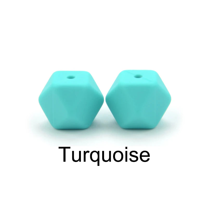 LOFCA 50pcs 14mm Mini Hexagon silicone beads Baby Teether BPA Free DIY Necklace Pacifier Chain Baby Teething Care Infant