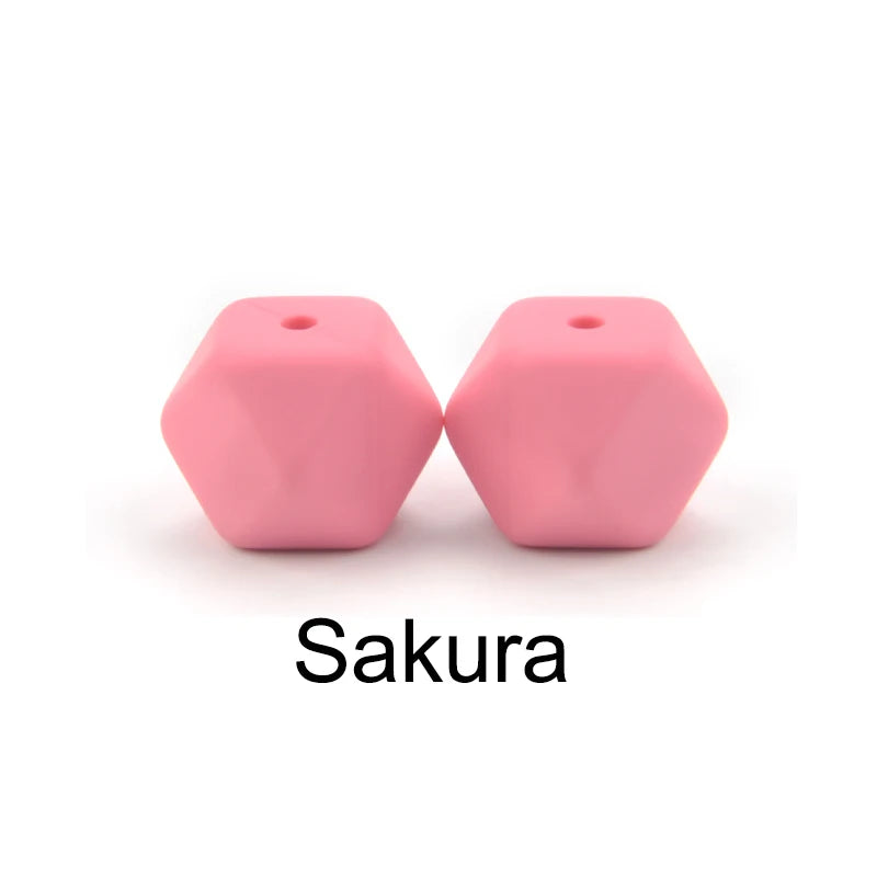 LOFCA 50pcs 14mm Mini Hexagon silicone beads Baby Teether BPA Free DIY Necklace Pacifier Chain Baby Teething Care Infant